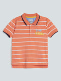 HOP Kids Coral Text-Pattern Polo T-Shirt