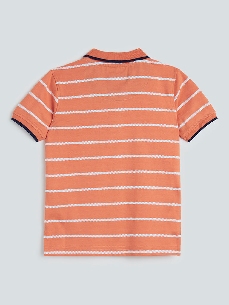 HOP Kids Coral Text-Pattern Polo T-Shirt