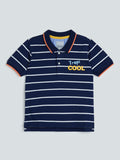 HOP Kids Navy Text-Pattern Polo T-Shirt