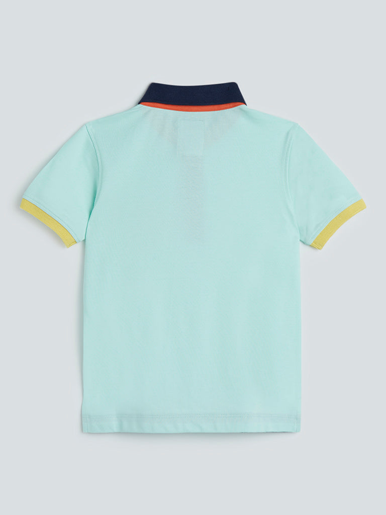 HOP Kids Mint Text Design Polo T-Shirt