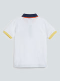 HOP Kids White Printed Polo T-Shirt