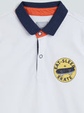 HOP Kids White Printed Polo T-Shirt