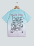 Y&F Kids Light Blue Text-Patterned T-Shirt
