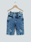 Y&F Kids Blue Distressed Shorts