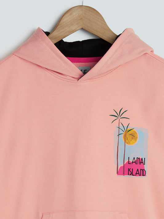 Y&F Kids Peach Hooded T-Shirt
