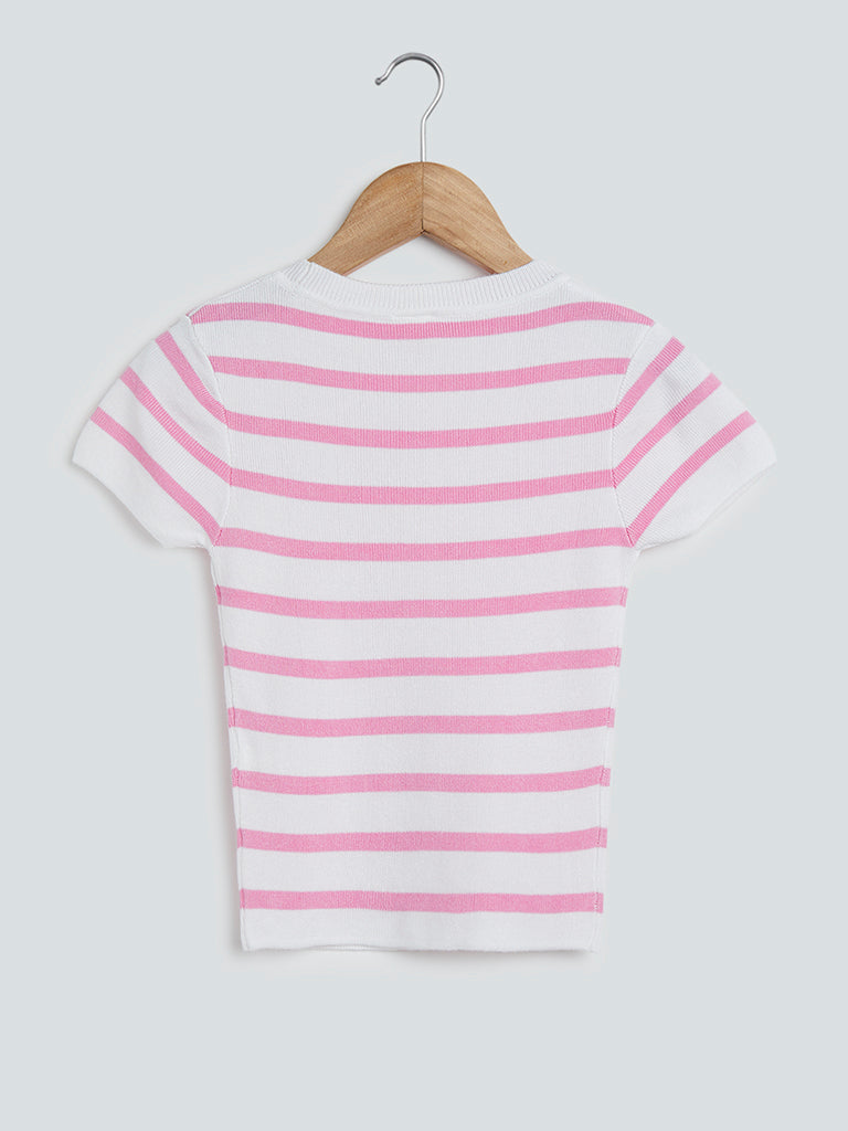 Y&F Kids Pink Striped Top