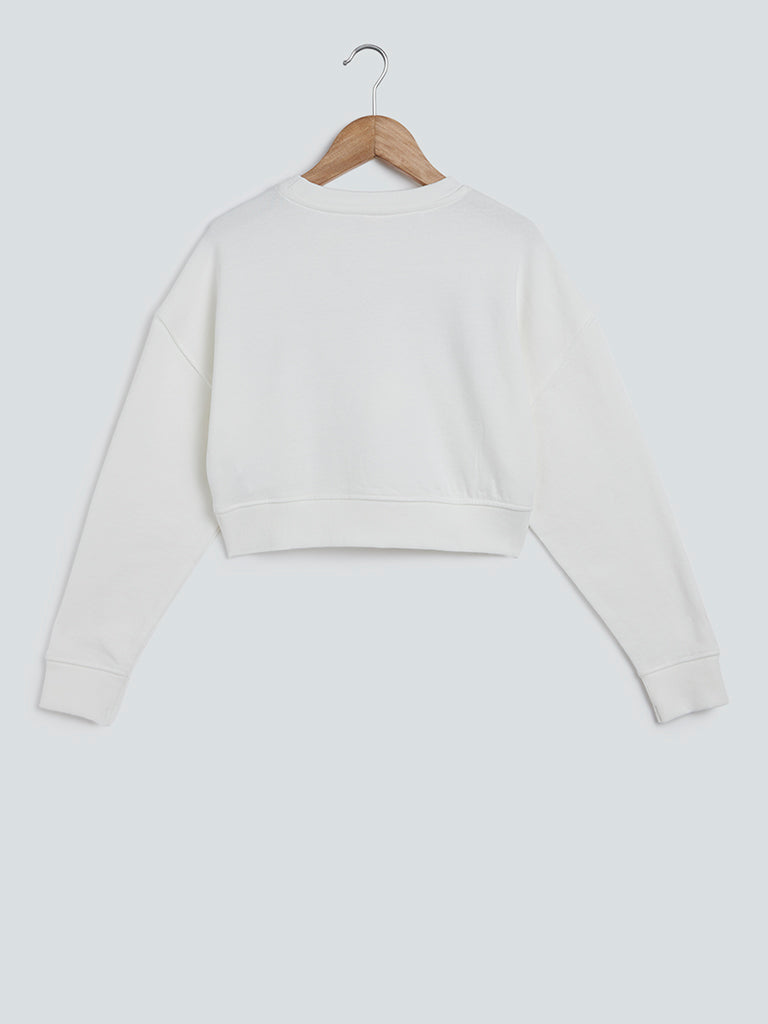 Y&F Kids Off-White Text Pattern Sweatshirt