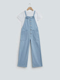 Y&F Kids Light Blue Dungarees And T-Shirt Set