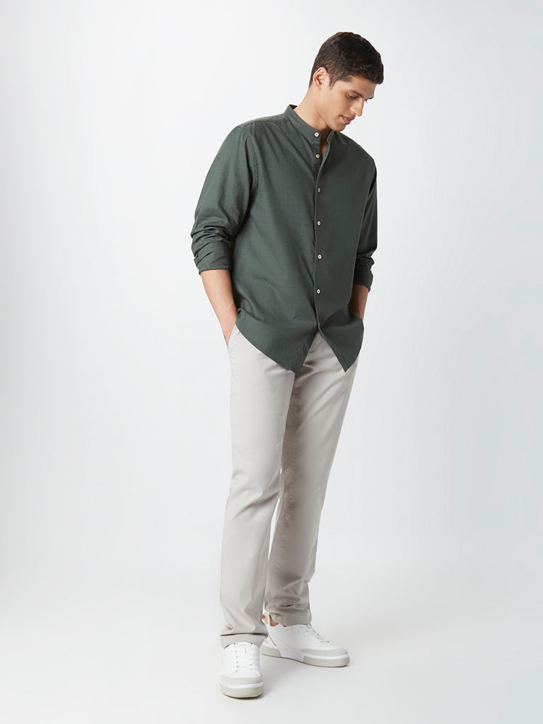Ascot Olive Cotton Relaxed-Fit Shirt