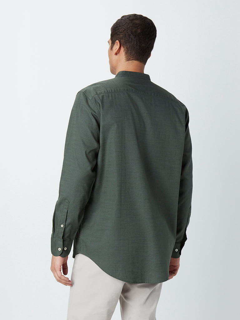 Ascot Olive Cotton Relaxed-Fit Shirt