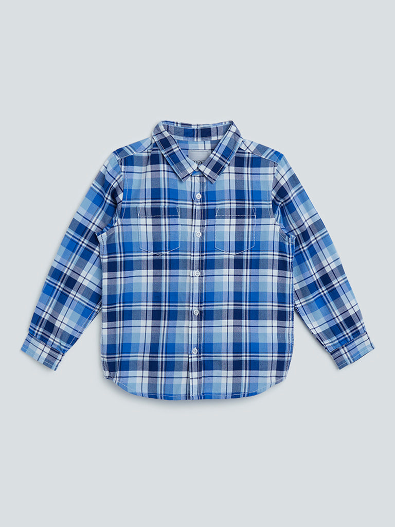 HOP Kids Blue Checkered Shirt