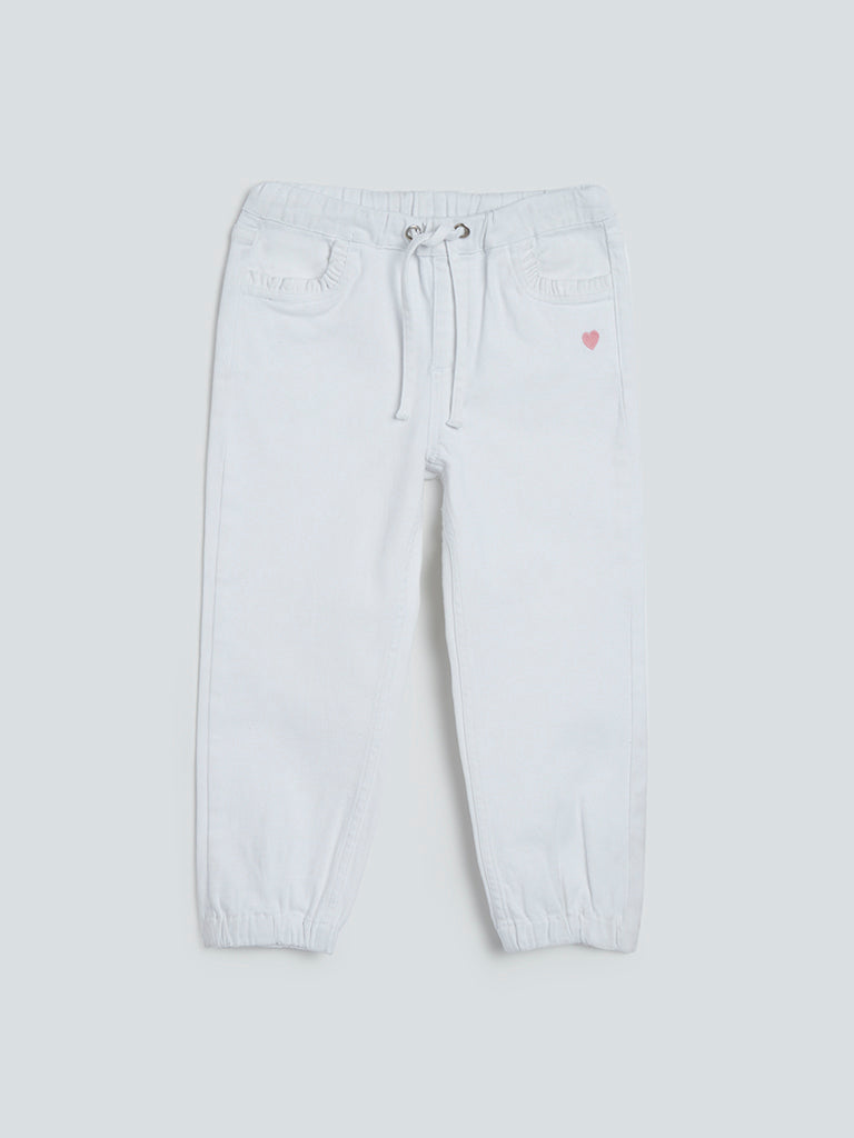 HOP Kids White Jogger-Style Jeans