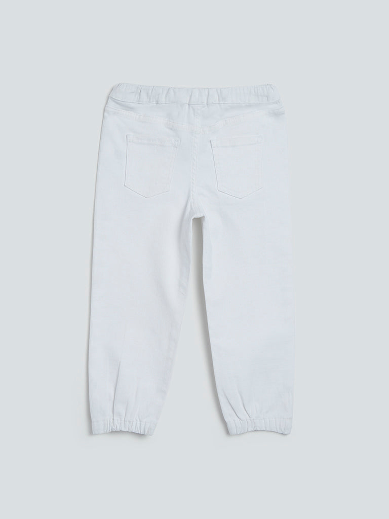 HOP Kids White Jogger-Style Jeans