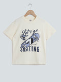 Y&F Kids Light Yellow Text-Design T-Shirt