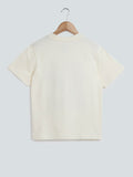 Y&F Kids Light Yellow Text-Design T-Shirt