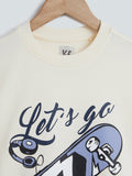 Y&F Kids Light Yellow Text-Design T-Shirt