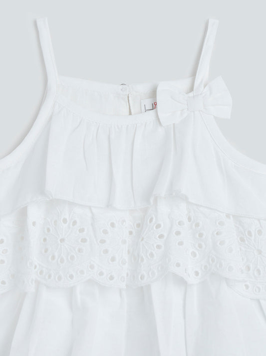 HOP Baby White Tiered Top And Shorts Set
