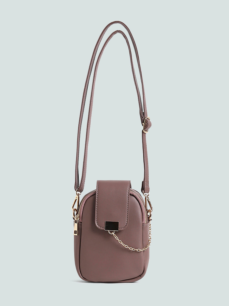 Nuon Solid Dark Taupe Small Shoulder Bag
