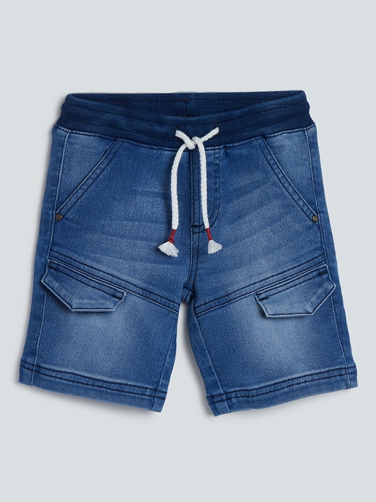 HOP Kids Blue Seam-Detailed Shorts