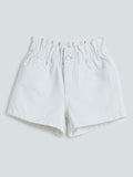 HOP Kids White Paper bag Shorts