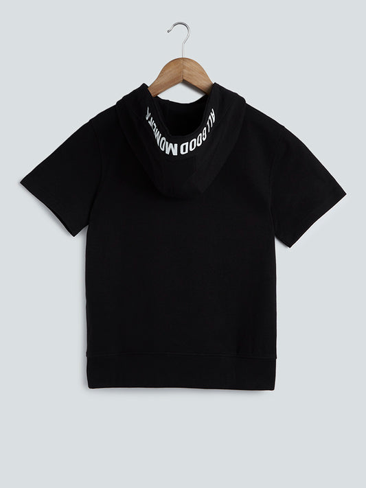 Y&F Kids Black Hooded T-Shirt