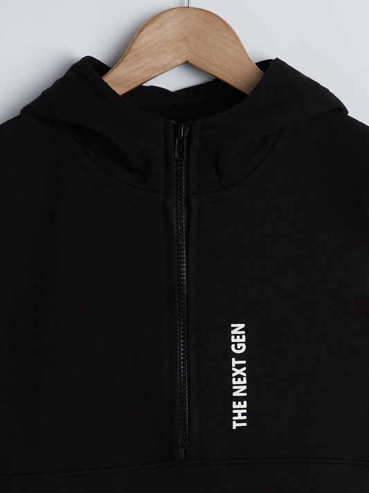 Y&F Kids Black Hooded T-Shirt