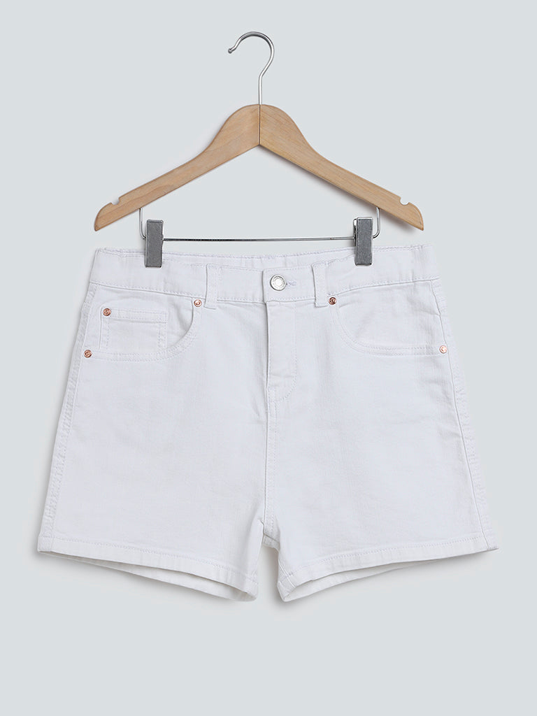 Y&F Kids White Denim Shorts