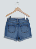 Y&F Kids Dark Blue Faded-Wash Shorts