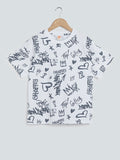 Y&F Kids White Printed T-Shirt
