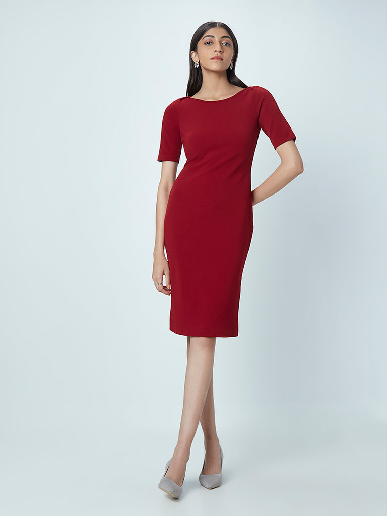 Wardrobe Red Solid Dress