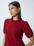 Wardrobe Red Ruffled Top