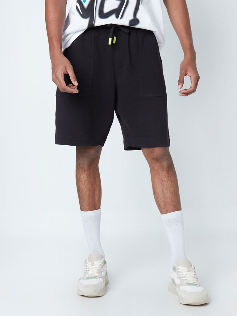 Studiofit Black Printed Relaxed-Fit Shorts