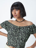 Nuon Black Floral Print Top