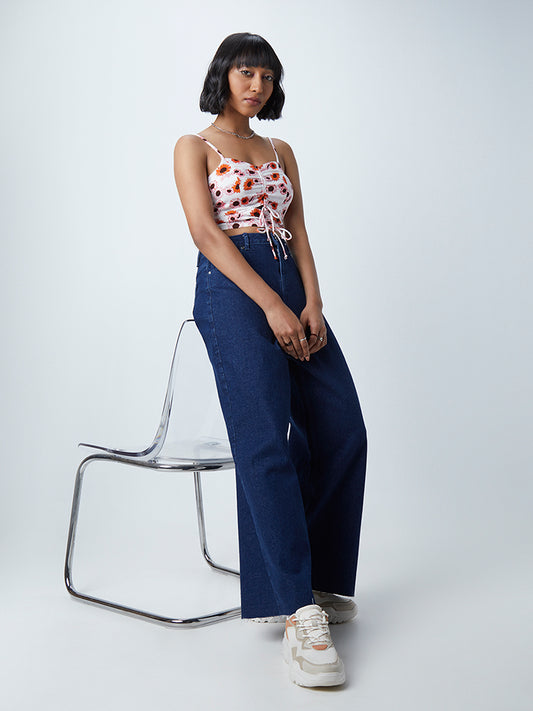Nuon Brown Floral Print Crop Top