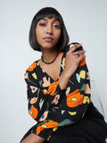 Nuon Black Floral-Print Crop Top