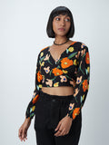 Nuon Black Floral-Print Crop Top