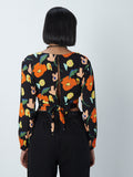 Nuon Black Floral-Print Crop Top