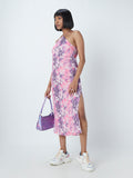 Nuon Pink Halter-Neck Printed Dress