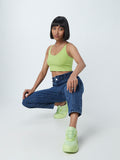 Nuon Lime Self-Striped Crop Top