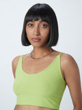 Nuon Lime Self-Striped Crop Top