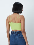 Nuon Lime Self-Striped Crop Top