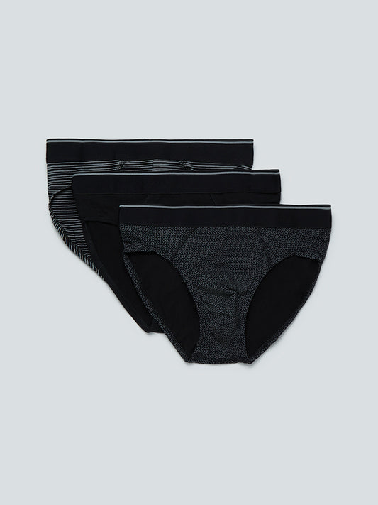 WES Lounge Black Briefs Pack Of Three