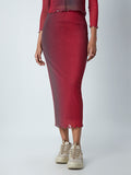 Nuon Maroon Ombre-Print Skirt