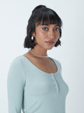 Nuon Sage Ribbed Crop Top