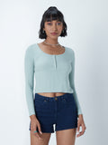 Nuon Sage Ribbed Crop Top