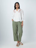 LOV White Floral Embroidered High-Low Blouse