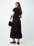 LOV Black Schiffli-Detail Dress