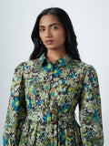 LOV Green Floral-Printed Tiered Dress With Belt