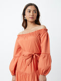 LOV Coral Tiered Dress With Belt