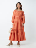 LOV Coral Tiered Dress With Belt